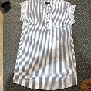 J. Crew Blue and White Lace-Up Top